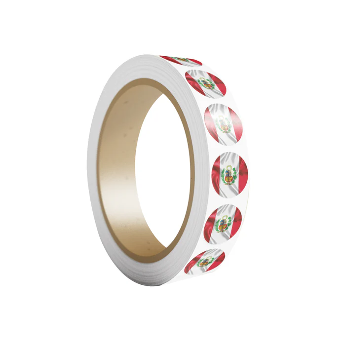 Etiqueta adhesiva Circular Bandera Perú 50 mm